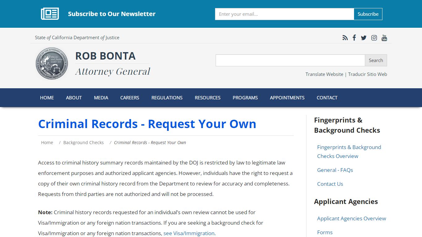 Criminal Records - State of California - Department of Justice